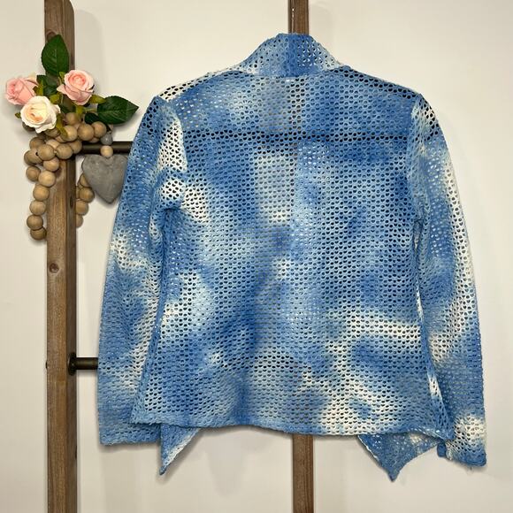 Alberto Makali Blue White Tie Dye Open‎ Cardigan Size Small - Picture 6 of 8